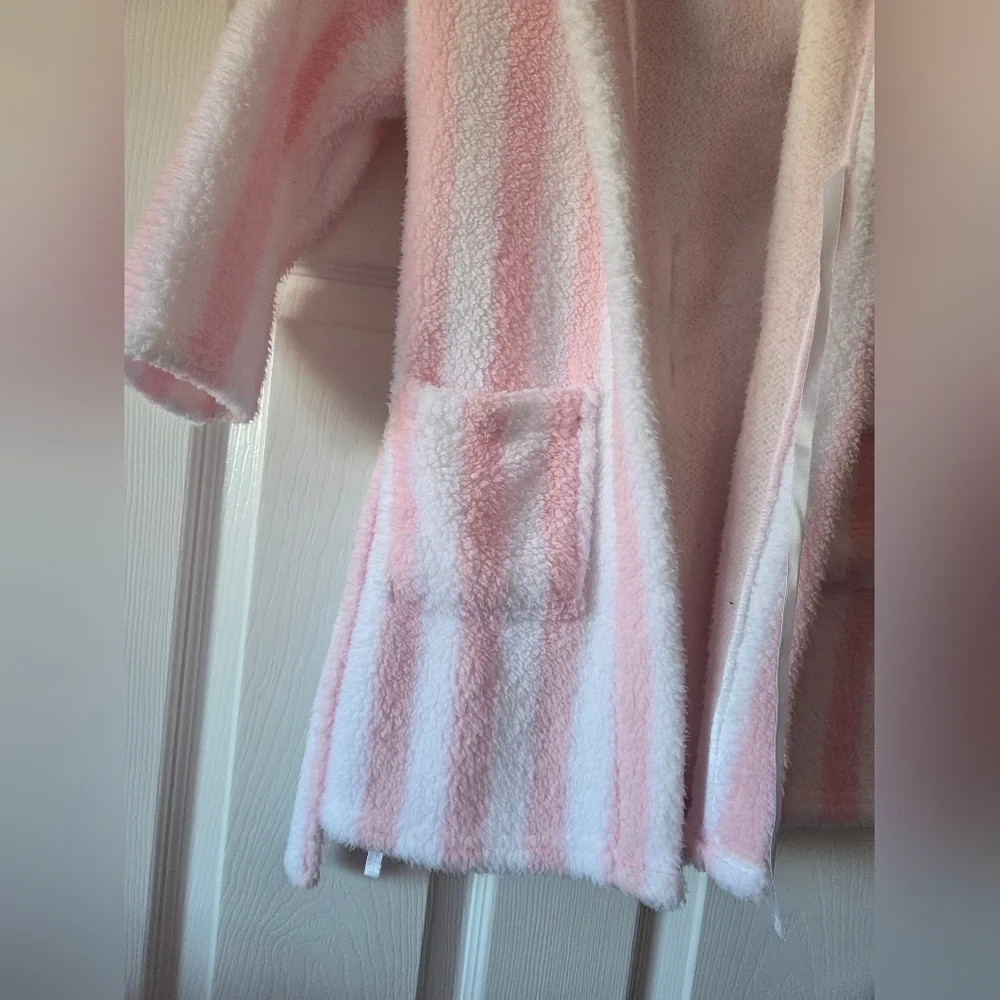 Laura Ashley Girls Pink and White Striped Bunny Robe Size 4t